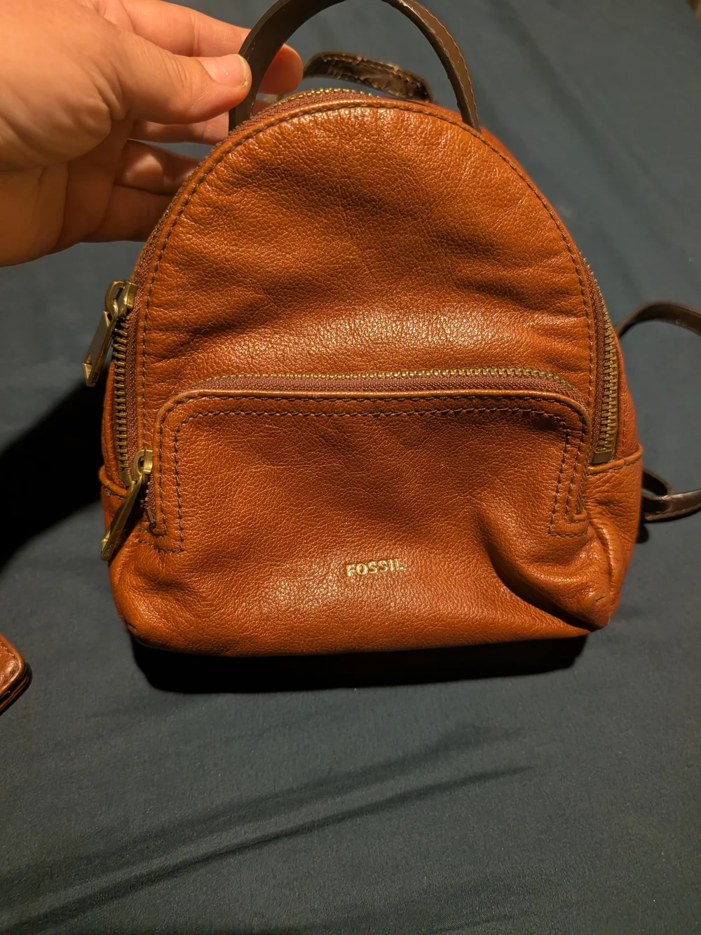 Fossil Women Mini Leather Backpack And Wallet